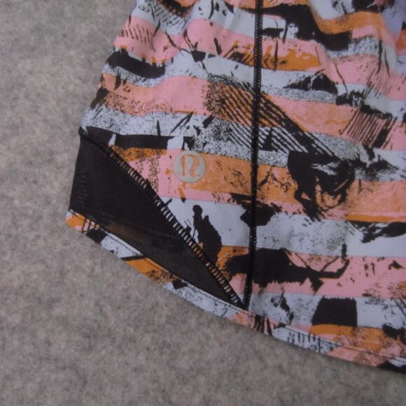 Lululemon Running Shorts Womens 2 Pink Orange Black Print Mesh Lined Athletic - Picture 3 of 6